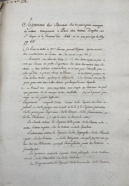 Manuscrit XVIIIe siècle. Recueil de copies...