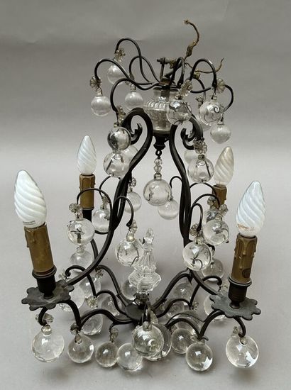 Chandelier cage with 4 arms of light in wrought...