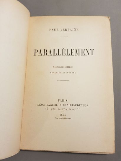 null VERLAINE (Paul). Parallèlement. Nouvelle édition revue et augmentée. Paris,...