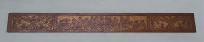 Large rectangular bas-relief in carved wood....