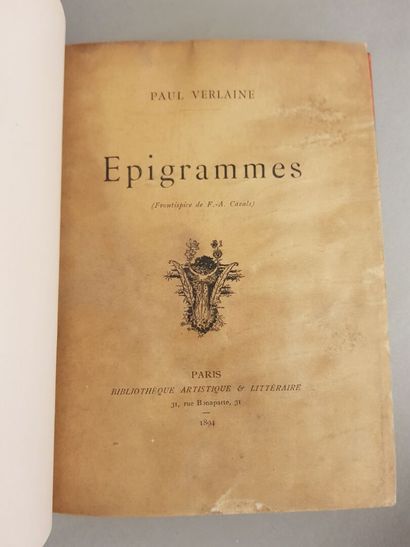 null VERLAINE (Paul). Epigrams (Frontispiece by F.-A. CAZALS.) Fontfroide, Bibliothèque...
