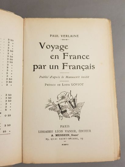 null VERLAINE (Paul). Voyage en France par un Français. Paris, Léon Vanier, A. Messein...