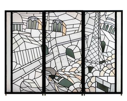 null Attribuée à Auguste-Adolphe LABOURET (1871-1964)
Suite de trois vitraux rectangulaires...