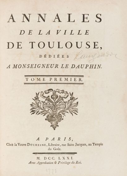 null [DUROSOY (Barnabé FARMIAN de ROSOI dit)]. Annales de la Ville de Toulouse. Paris,...