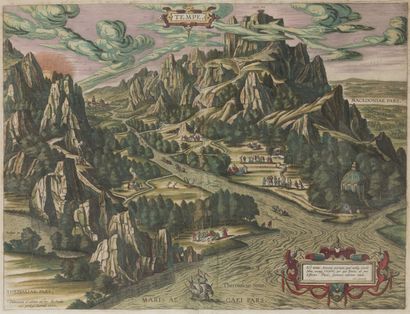 null ORTELIUS. Tempe. (Thessalia pars.) , 1590. 
Vue de la vallée de Tempé et du...