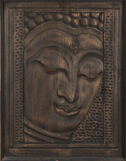 Lot of three panels carved in bas-relief...
