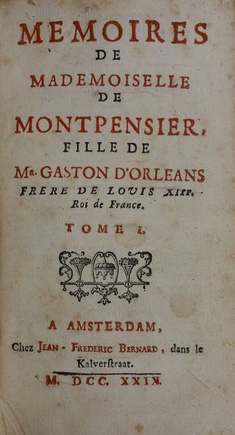 null Lot including:


- MONTPENSIER (Anne Marie Louise d'Orléans, duchess of). Memoirs...