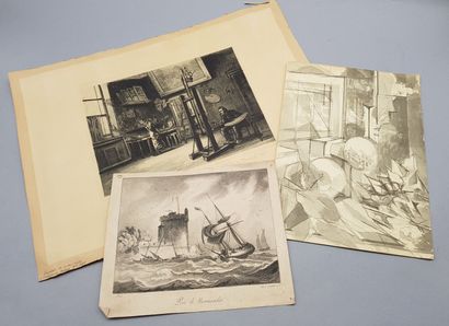 null Carton of drawings including : 


- Gustave RAULIN (1837-1910)


Set of three...