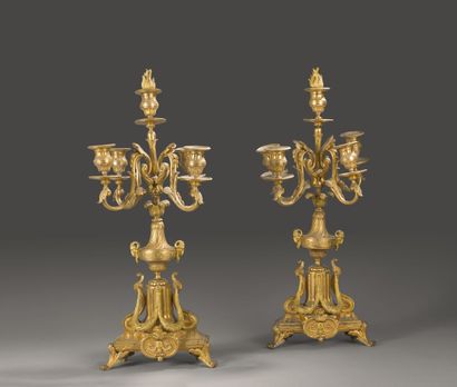 Pair of candelabras with five arms of light...