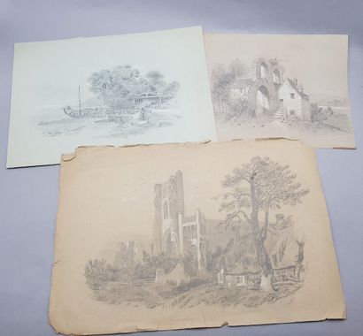 null Carton of drawings including : 


- Gustave RAULIN (1837-1910)


Set of three...