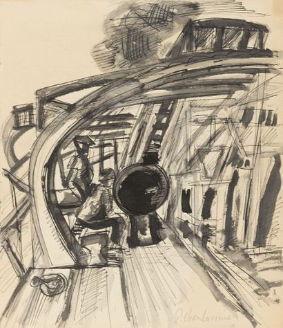 null Lot of drawings by Pierre CHARBONNIER (1897-1978) including : 


- Barge 


Pen,...