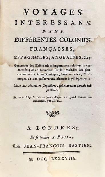 null 1788
Nicolas-Louis BOURGEOIS, Pierre-Jean-Baptiste NOUGARET.
Voyages intéressants...