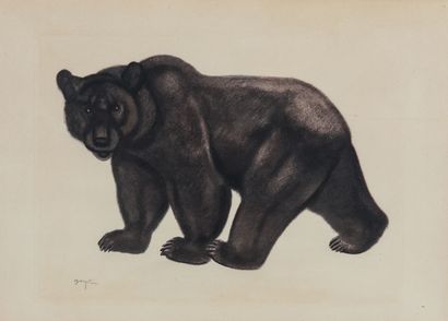 null Georges-Lucien GUYOT (1885-1973) 

Bear on the march

Black and white engraving...