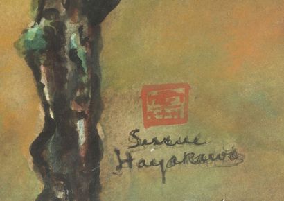 null Sessue HAYAKAWA (1889-1973).

Paysage automnal arboré.

Aquarelle encadrée signée...