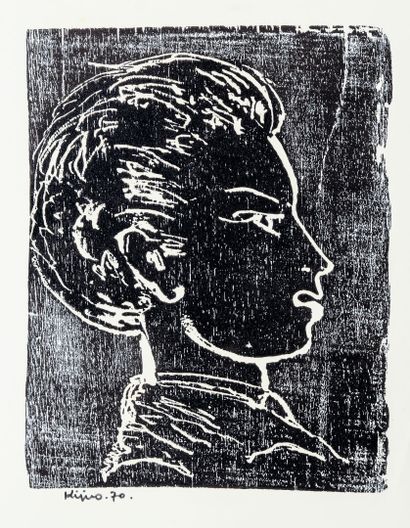 null Lot including : 

- Ladislas KIJNO (1921-2012)

Portrait of a young man in profile

Black...