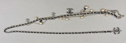CHANEL

Chain belt silver plated metal braided...