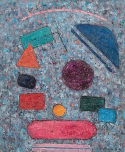 null Seund Ja RHEE (1918-2009)

Abstraction géométrique sur fond bleu-mauve, 1959

Huile...