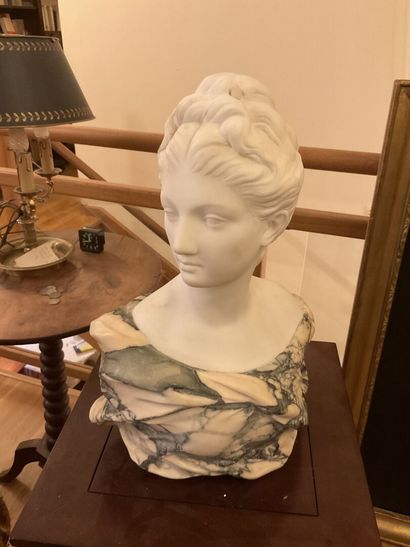 null Diane en buste
Sculpture en marbre.
Début du XXe siècle.
Hauteur: 44,5 cm. 
Manque...