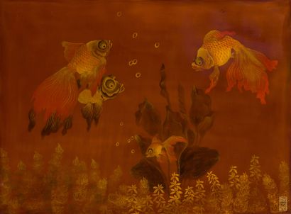 NGUYEN QUANG MAU (XXe siècle). 
Les poissons....
