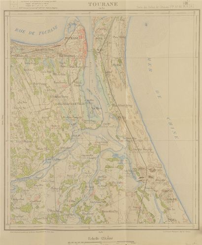 null 1908-1935.
Lot de 4 cartes imprimées en couleur sur Tourane et ses environs...