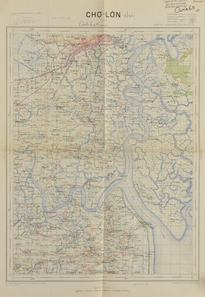 null 1876-1953.
Réunion de 10 cartes imprimées en couleur sur Saïgon et sa région...