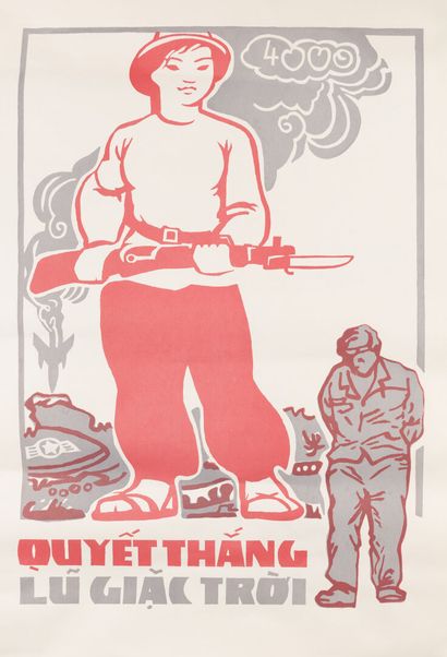 null Trois affiches de propagande imprimées en couleur comprenant:
- LÊ THIÊN, "Bao...