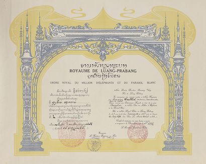 null Lot de 9 brevets de décoration civile retraçant la carrière de M. Tullié proviseur...