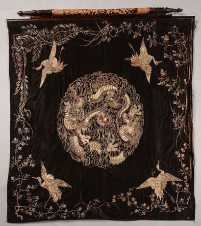 Large hanging embroidered with golden metallic...