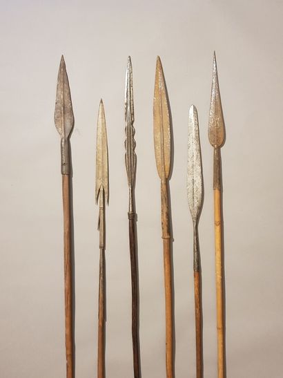 Set of 6 spears from various regions of Central...