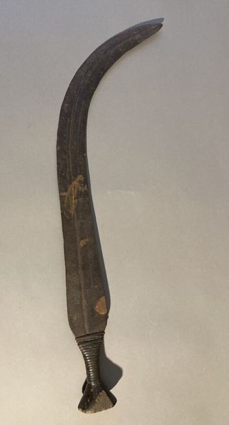 null Set including: 
- Sword, iron and copper handle. Saka, DRC. 
Length: 51 cm....