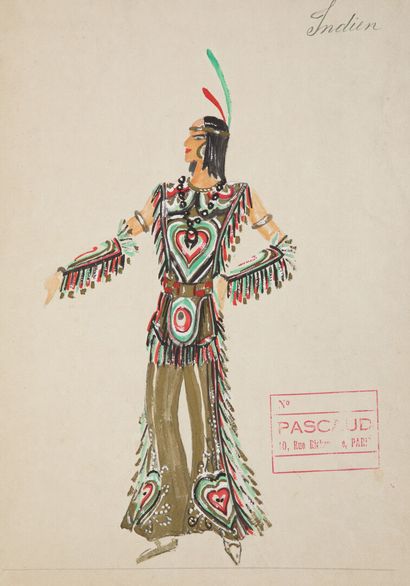 null PASCAUD house. Circa 1930.
Set of approximately fifteen theater costume designs....