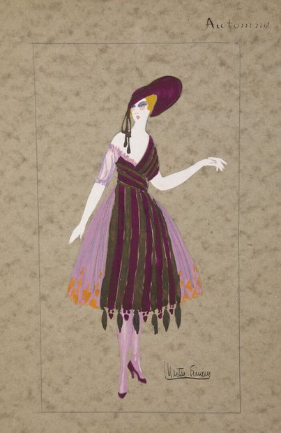 null - Jacques MARTIN-FERRIERES (1893-1972).
3 costume designs. Stencil and gouache...