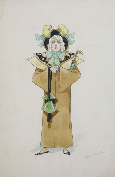 null Alfred CHOUBRAC (1853-1902)
Two costume designs. Watercolor stencils with signature...