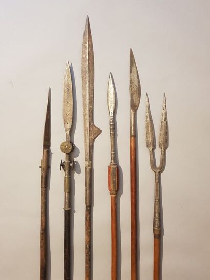 Set of 6 spears, various origins (Philippines,...