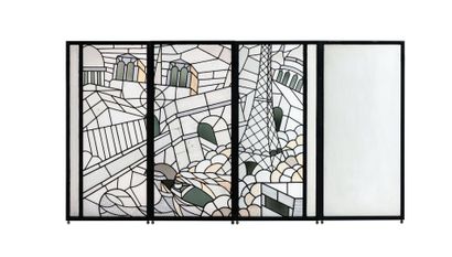null Attribuée à Auguste-Adolphe LABOURET (1871-1964)
Suite de trois vitraux rectangulaires...