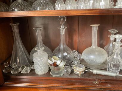 For lot of decanters, carafons, ashtrays,...