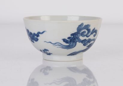 null Hué blue-white porcelain bowl decorated with stylized foliage and evanescent...