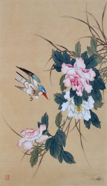 null Nord Vietnam.

Fleurs et oiseaux.

Un ensemble de 3 aquarelles sur soie. Encadrées

Dimensions...
