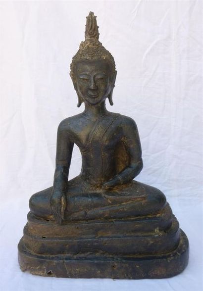 null Laos - Bouddha en bronze. Dans le goût du XVIIIe siècle. 

Quelques petits manques...
