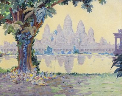null JOSEPH RUEDOLF (XIXe-1957). 

Ecole française des peintres voyageurs d'Indochine...
