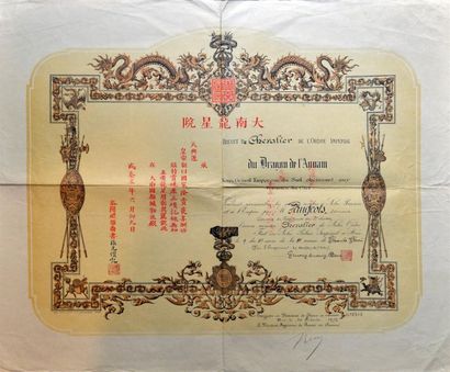 null Règne de S.M. Thanh Thai (1889-1907)

UN BREVET DE CHEVALIER DE L'ORDRE IMPERIAL...
