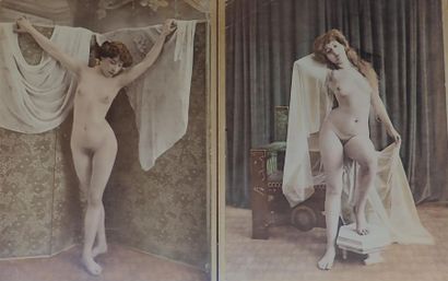 null Deux nus debout, un nu allongé féminin, circa 1890. Trois impressions montées...