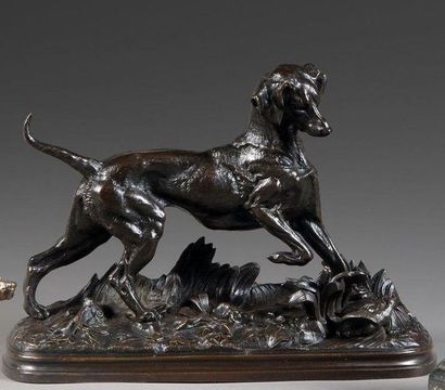 null Jules Moigniez (1835-1894),

dans le goût de: Chien en arrêt

sur une perdrix

bronze...