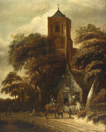null École néerlandaise de la fin du XVIIe

 siècle,

dans le goût de Barend GAEL

Paysage...