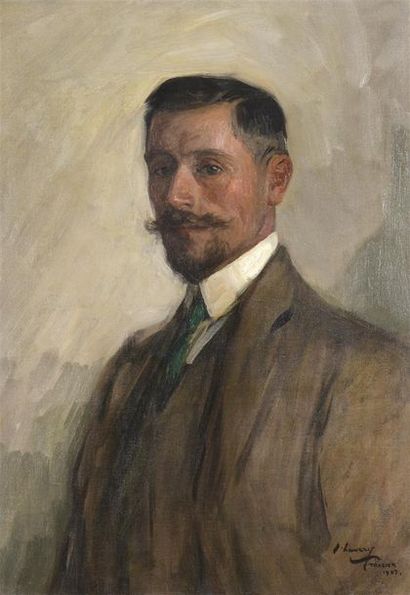 null John LAVERY (1856-1941). Portrait de Walter Burton Harris. Huile sur toile signée...
