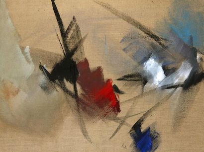 null Jean MIOTTE (1926-2016). Composition. Huile sur toile encadrée signée en bas....