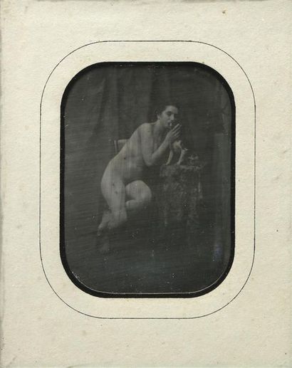 null Daguerréotype, Femme nue et chien,

Quart de plaque 1850. (Parfait état, rare)

Cadre...