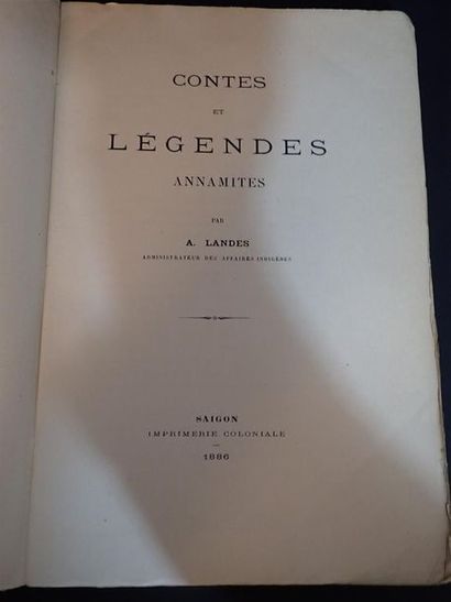 null 1886. A. Lande. Contes et Légendes Annamites. Saïgon, Imprimerie Coloniale 1886....