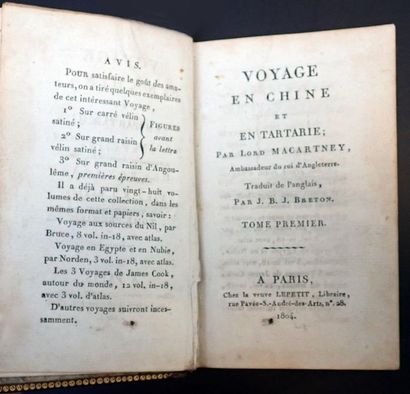 null 1804. Lord Macartney Voyages en Chine et en Tartarie. Traduite de l'anglais...