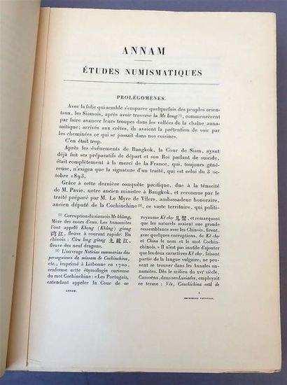 null 1905. Albert Schroeder. Annam Etudes numismatiques. Ernest Leroux, Paris Imprimerie...